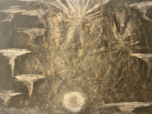 Pastel drawing in light bronze color